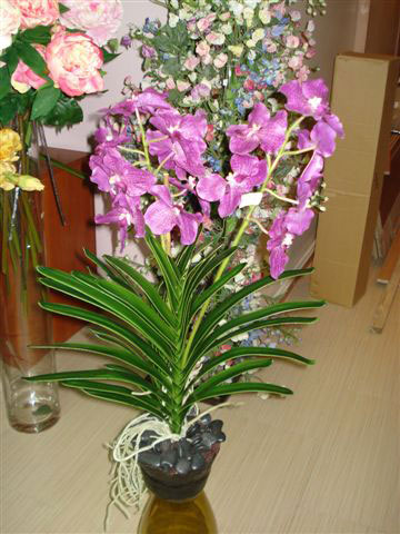 Орхидея сиреневая в горшке, силикон, 2 ветки, в-75 см. 95707060