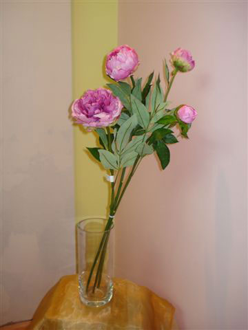 Пион сиреневый, 2 цветка, 3 бутона, шелк, в-85 см. 96020023