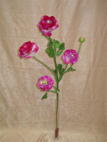 Ранункулус бело-красный, 4 цветка, 1 бутон, в-84 см. шелк. 95456027