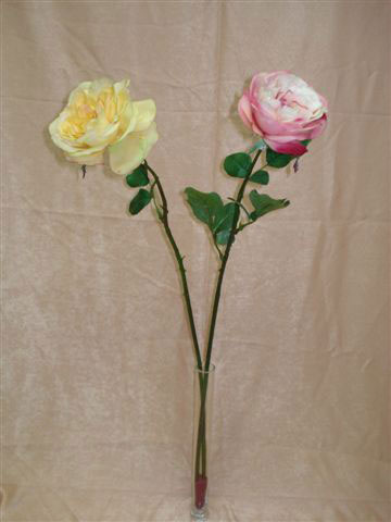 Роза Карен желтая, бело-розовая, в-76 см., силикон.