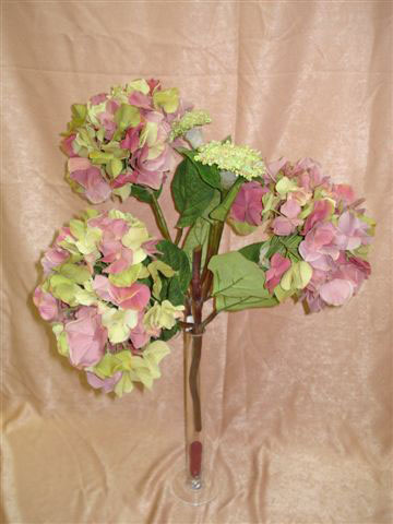 Гортензия зелено-розовая, 3 ветки на 1 стебле, в-54 см. 94967062